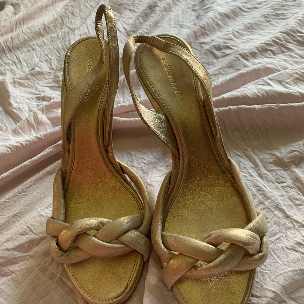 BCBGMAXAZRIA Metallic Gold Women's Sandals